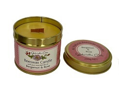 All natural beeswax candle scented with bergamot and rose essential oils