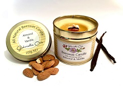All natural beeswax candle with almond and vanilla essential oils