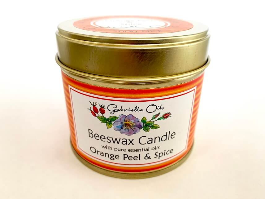 All natural beeswax candle with essential oils.
