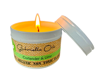 All natural coconut candle with coriander and lime essential oils.