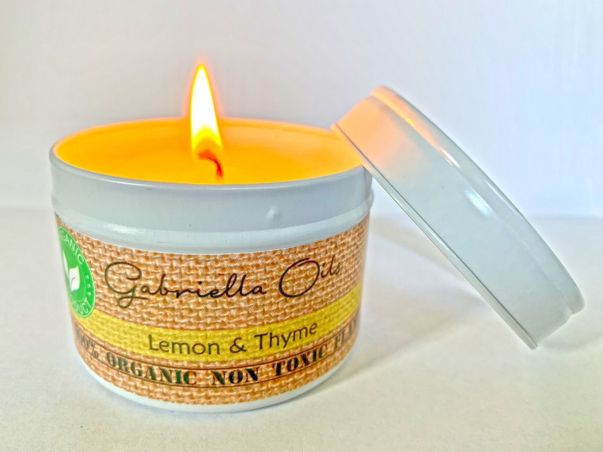 All natural coconut candle with lemon and thyme by Gabriella Oils