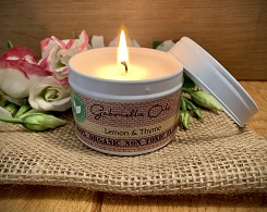 All natural coconut candle with lemon and thyme by Gabriella Oils