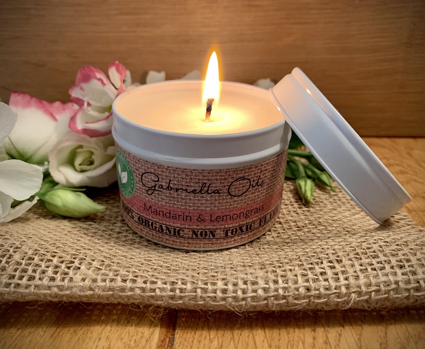 All natural coconut candle with mandarin and lemongrass by Gabriella Oils