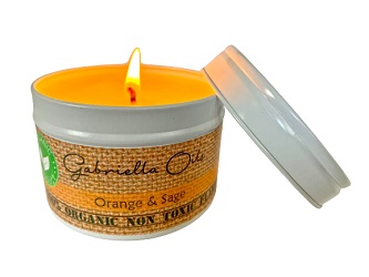 All natural coconut candle with orange and sage essential oils.