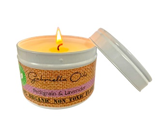 All natural coconut candle with petitgrain and lavender essential oils.
