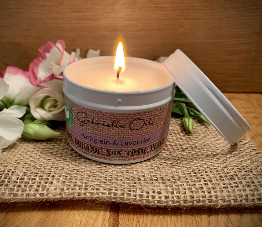 All natural coconut candle with petitgrain and lavender by Gabriella Oils
