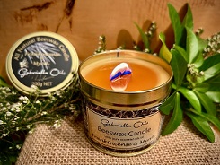 All natural beeswax candle scented with frankincense and myrrh essential oils, by Gabriella Oils