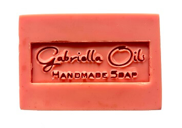 Handmade soap with rose geranium essential oil.